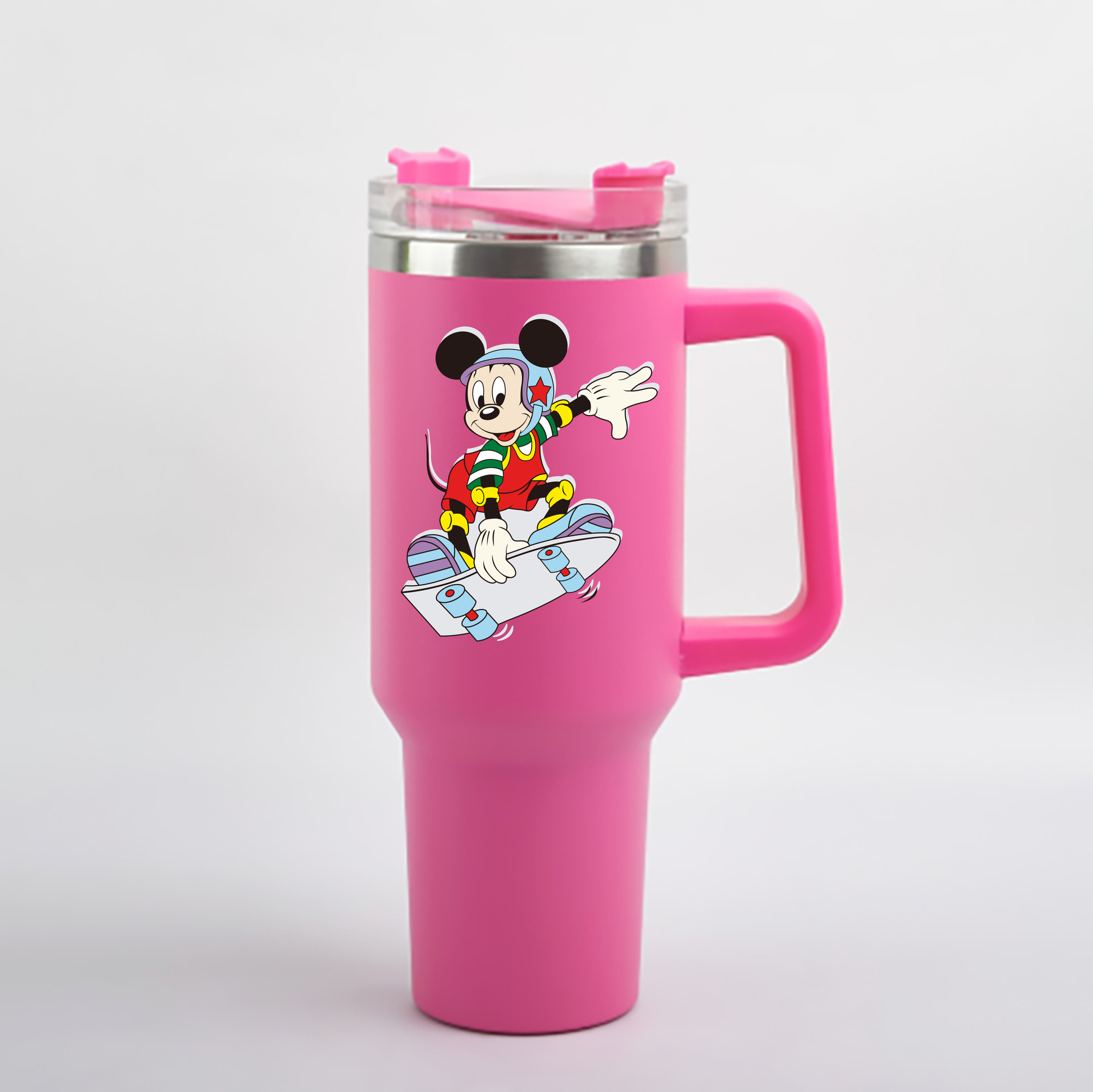 （画像用） ミッキーマウス Mickey Mouse 1200mL車用タンブラー - クリスタルステッカー（プラスチックストロー付き）